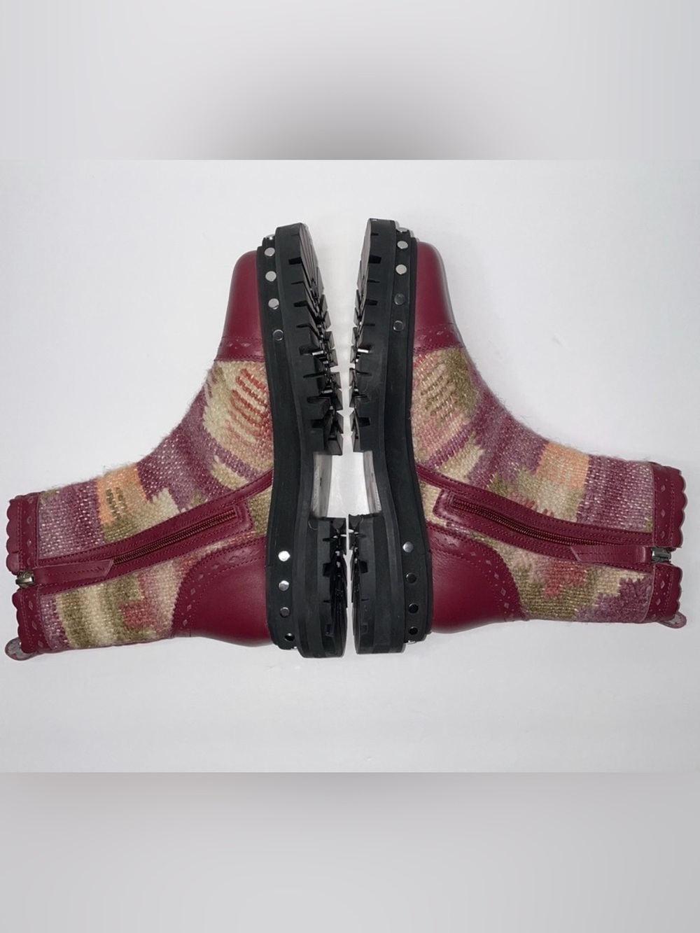 FREE PEOPLE Maroon Patchwork bohemian Boots - Picture 2 of 12